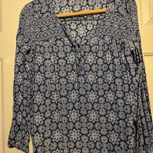 Blu Pepper Navy and White Patterned Blouse